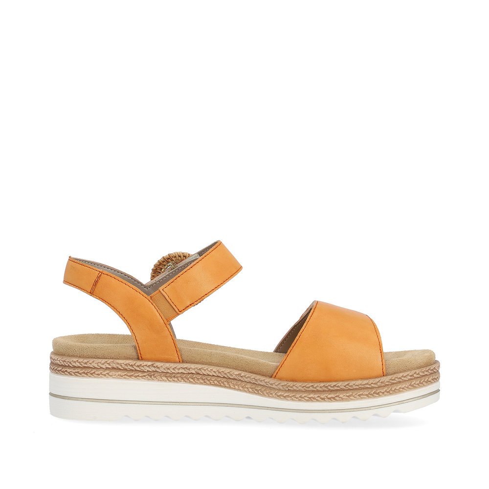 Orange remonte women´s strap sandals D0Q52-38 with hook and loop fastener. Shoe inside.