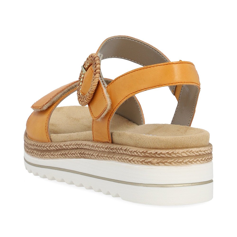 Orange remonte women´s strap sandals D0Q52-38 with hook and loop fastener. Shoe from the back.