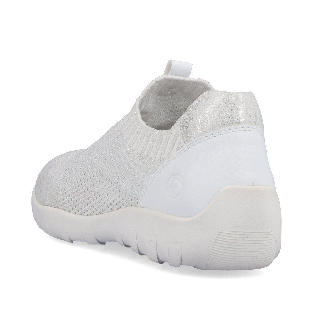 Brilliant white remonte women´s slippers R3518-80 with comfort width G. Shoe from the back.