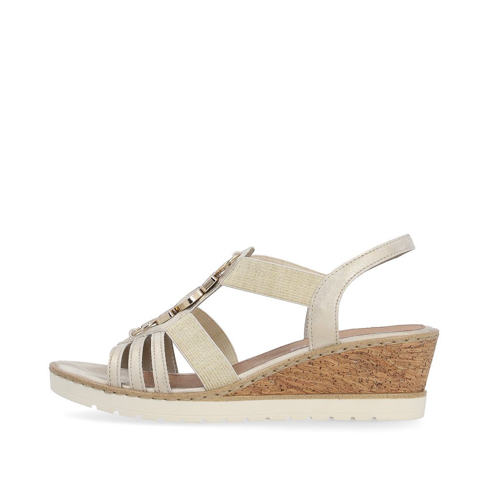 Golden remonte women´s wedge sandals R6264-90 with an elastic insert. Outside of the shoe.