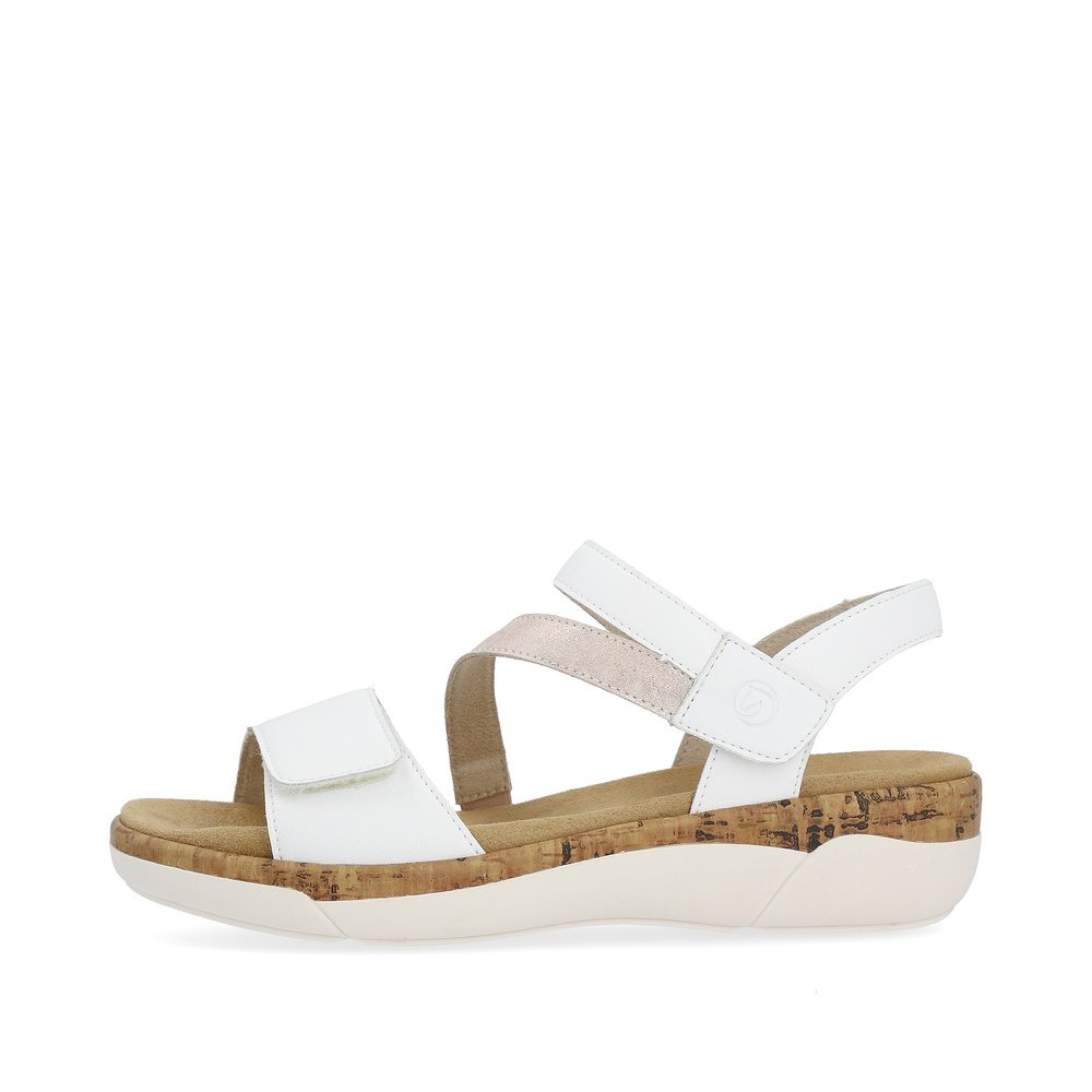Star white remonte women´s strap sandals R6860-80 with a hook and loop fastener. Outside of the shoe.