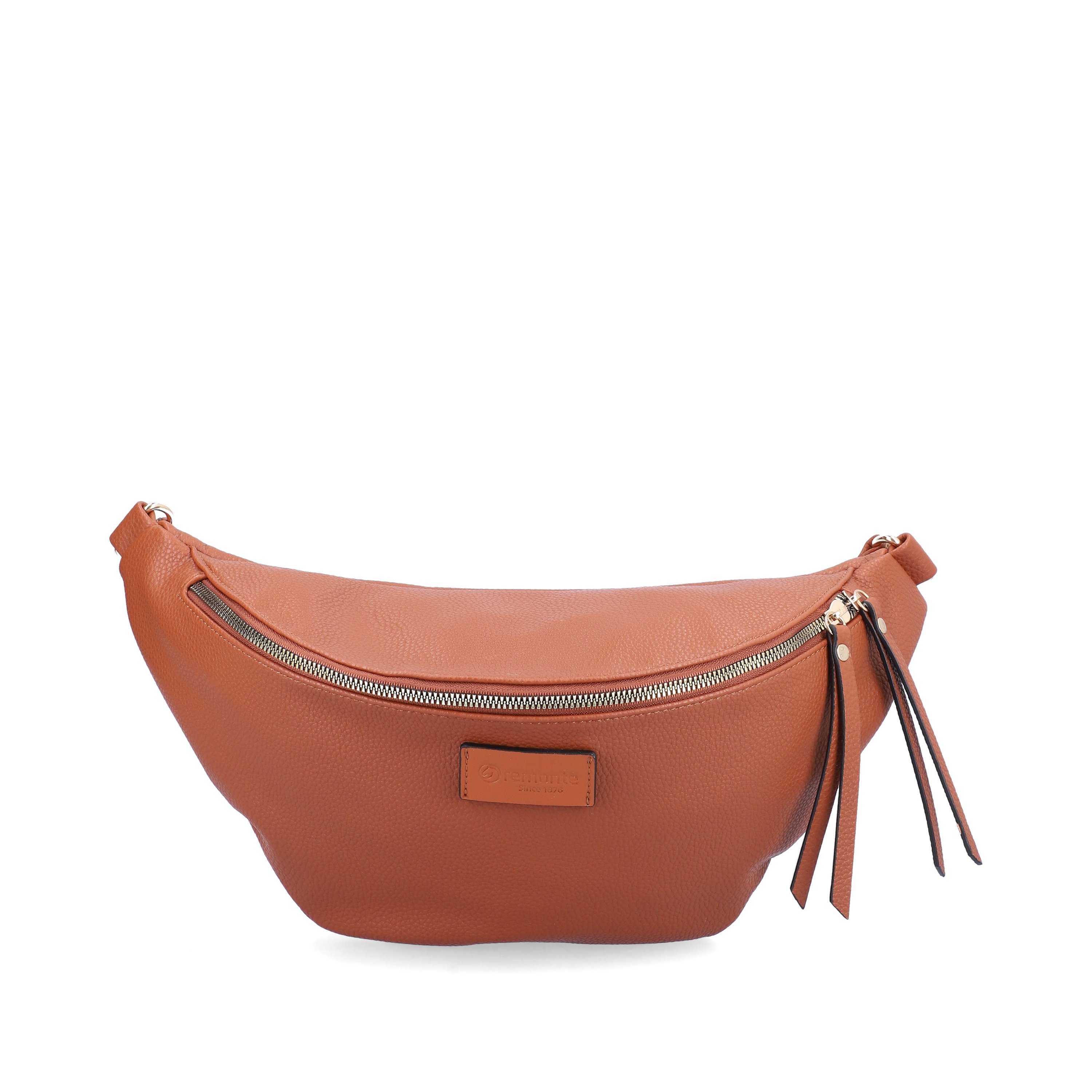 remonte women´s hip bag Q0802-24 in brown made of imitation leather with zipper from the front.