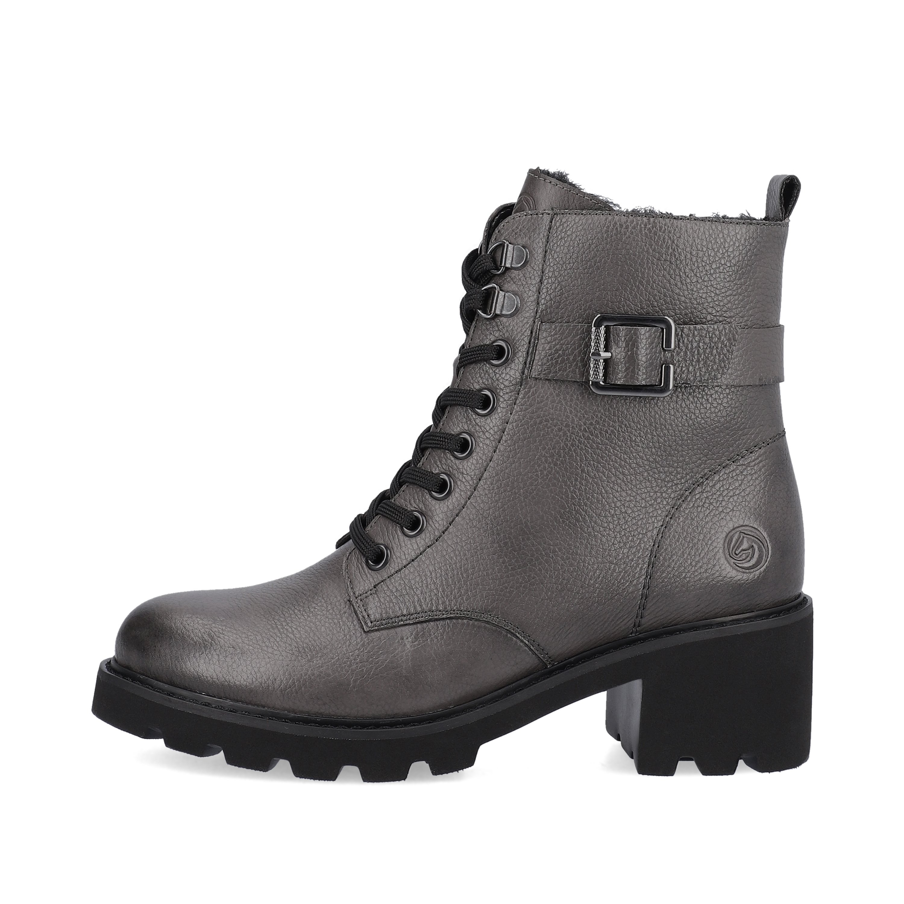 Granite grey remonte women´s biker boots D0A74-45 with especially light sole. The outside of the shoe