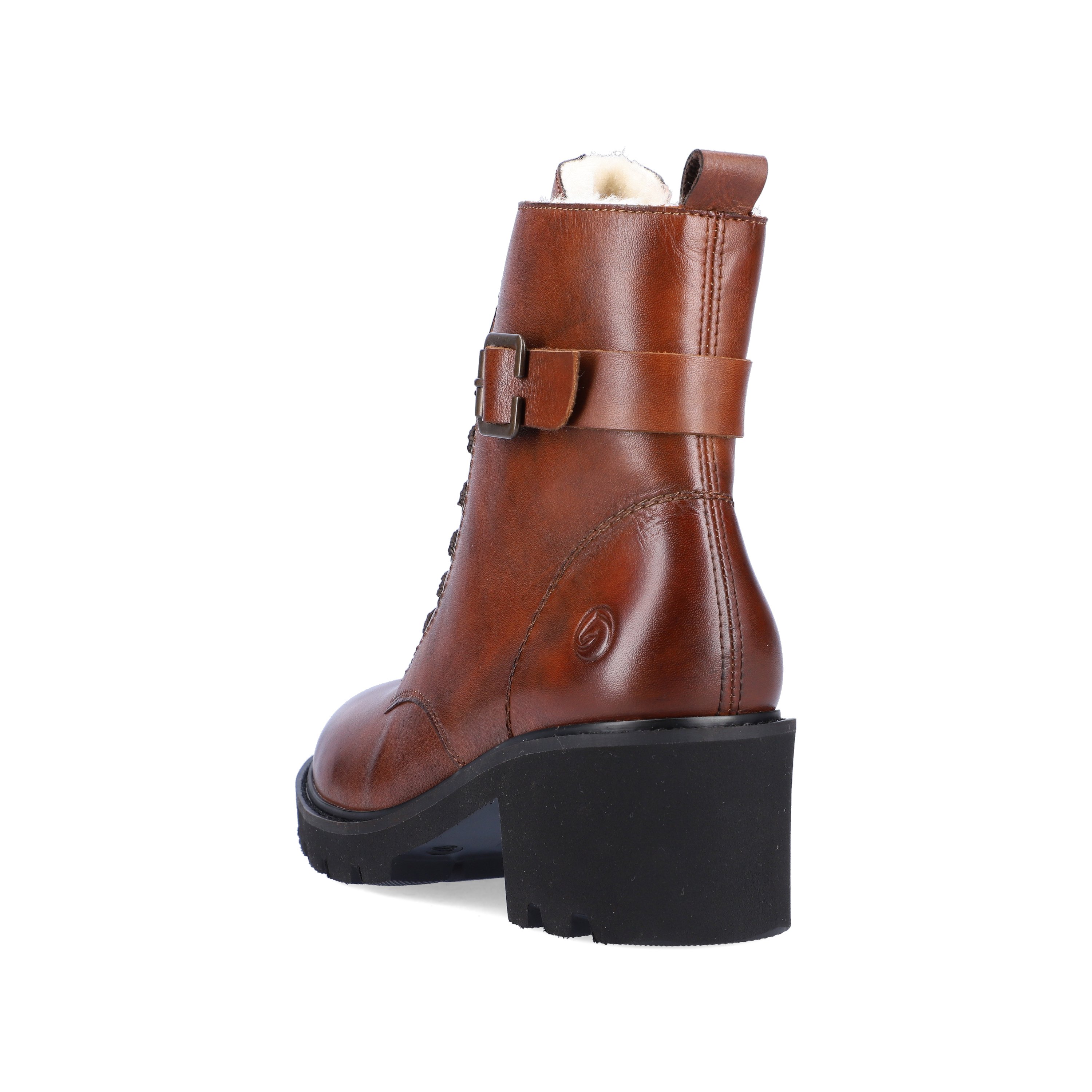 Hazel remonte women´s biker boots D0A74-22 with cushioning sole with block heel. Shoe from the back