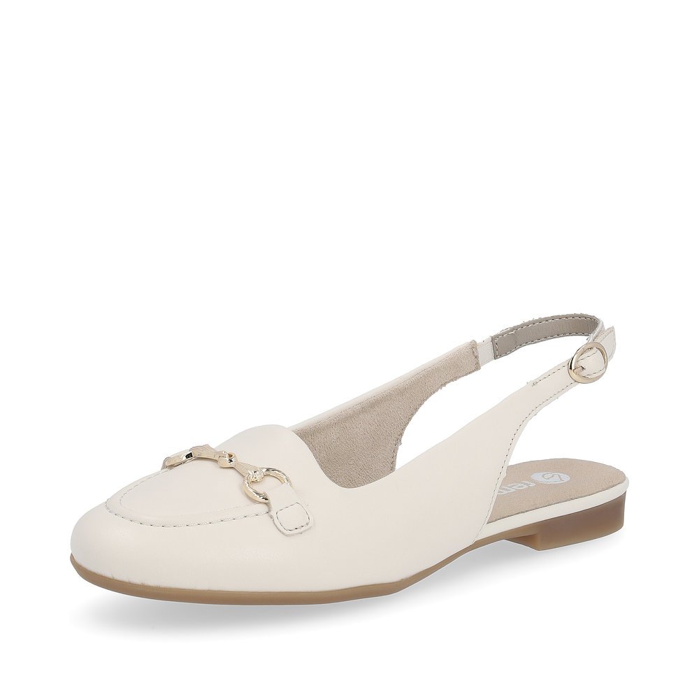 Beige remonte women´s slingback pumps D0K06-60 with buckle and decorative element. Shoe laterally.