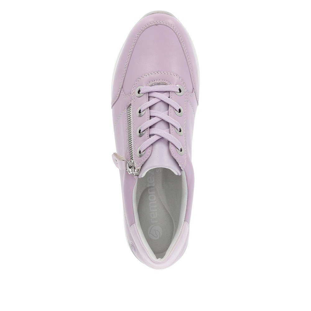 Purple remonte women´s sneakers D1302-30 with a zipper and comfort width G. Shoe from the top.