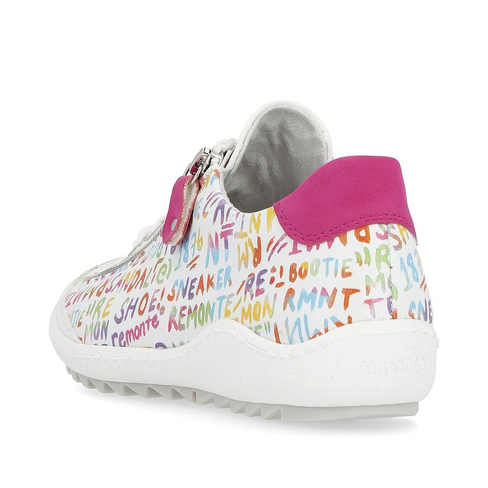 Multi-colored remonte women´s lace-up shoes R1402-80 with zipper. Shoe from the back.