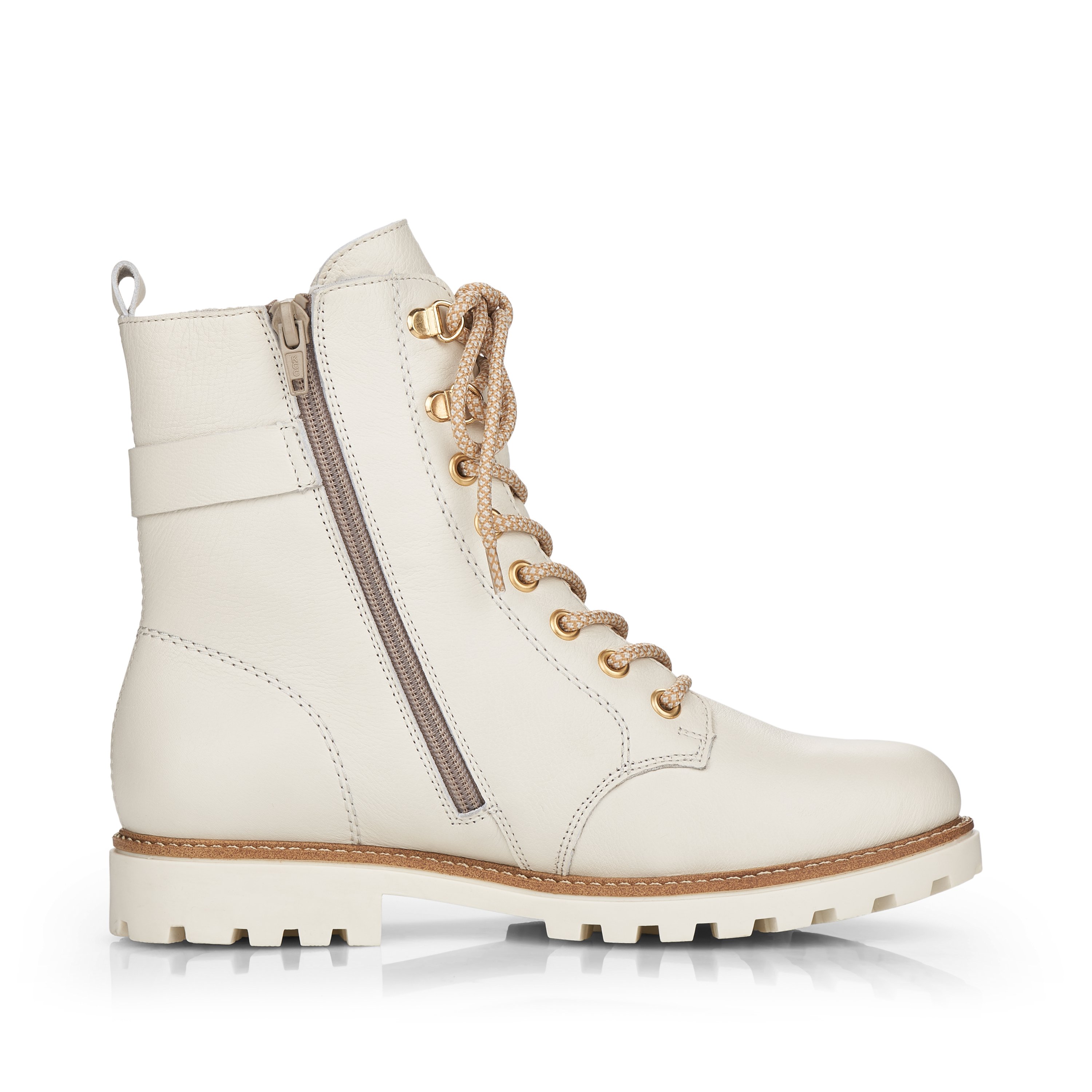 Off-white remonte women´s lace-up boots D8475-80 with flexible profile sole. Shoe inside