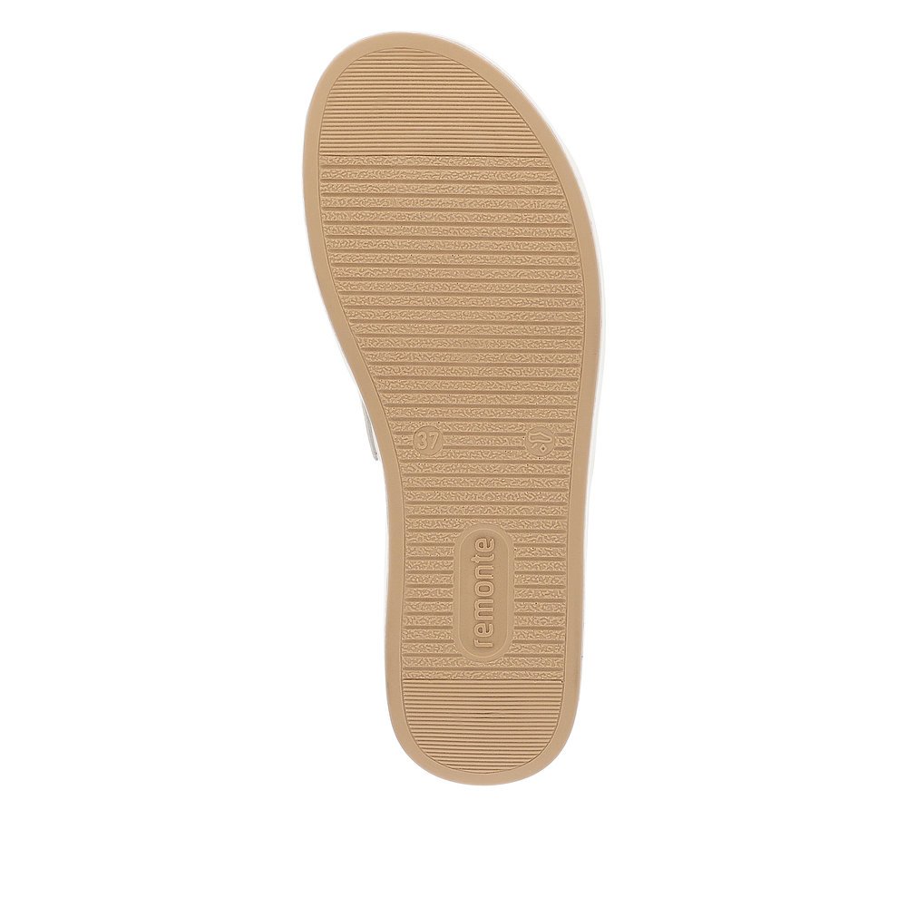 Vanilla beige remonte women´s mules D1N51-80 with cream white chain. Outsole of the shoe.