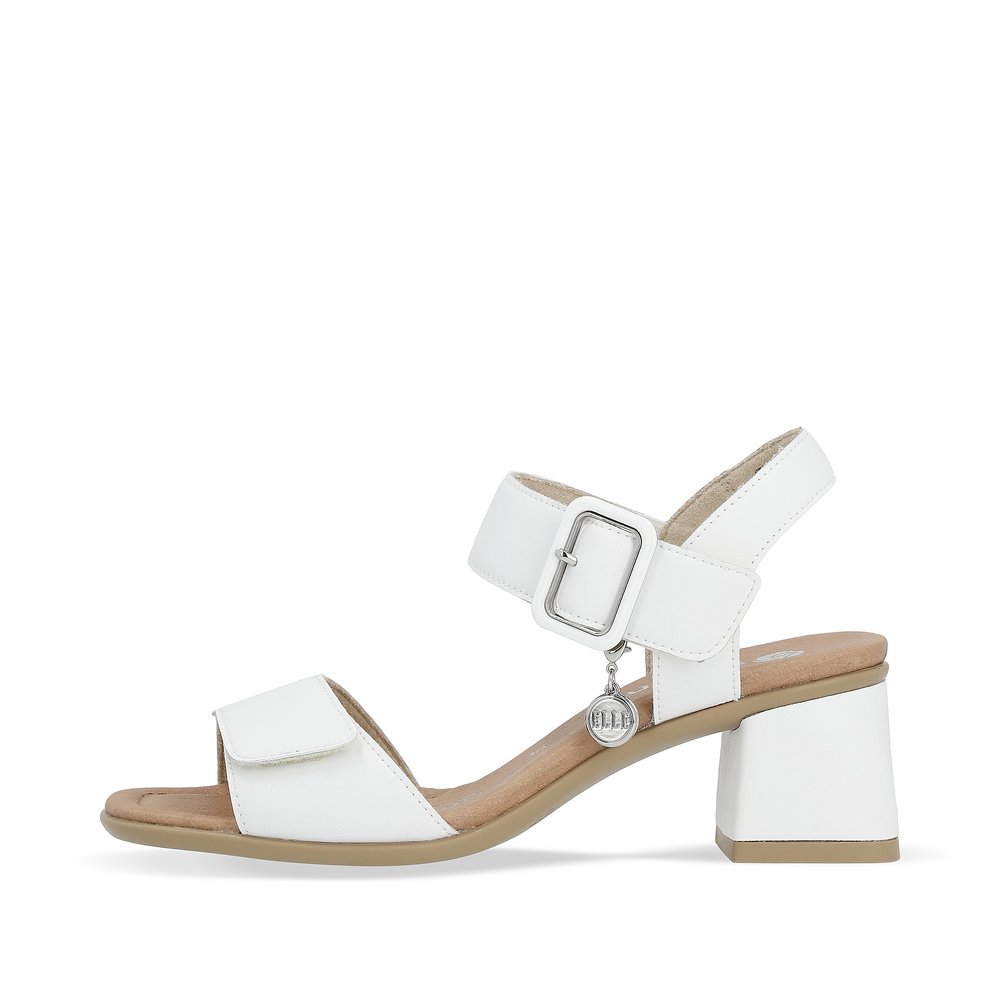 White remonte women´s strap sandals D1K51-80 with hook and loop fastener. Outside of the shoe.
