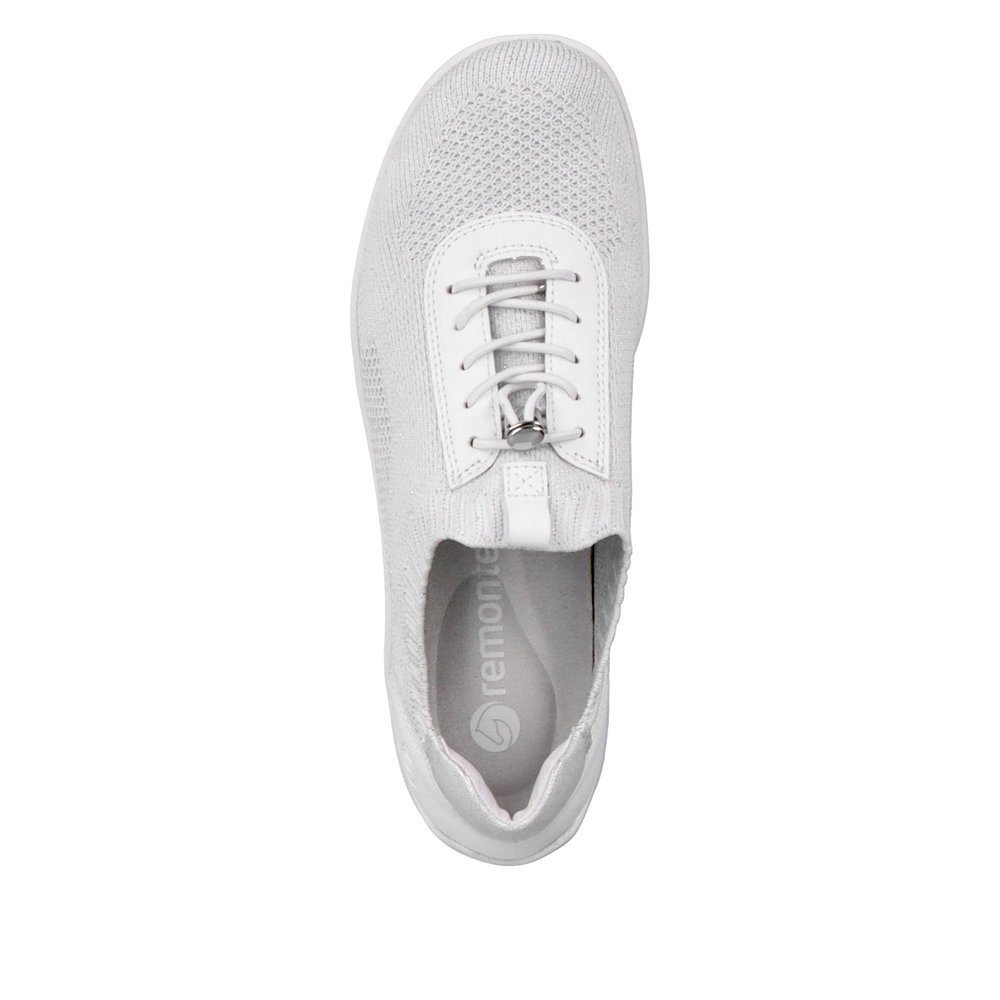 Brilliant white remonte women´s slippers R3518-80 with comfort width G. Shoe from the top.
