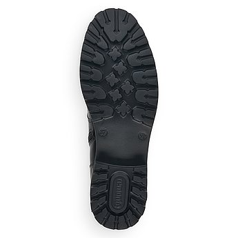 Schwarze Stiefel leicht wärmend aus Glattleder mit Reißverschluss und Schnürung und Wechselfußbett. Schuh Laufsohle. 