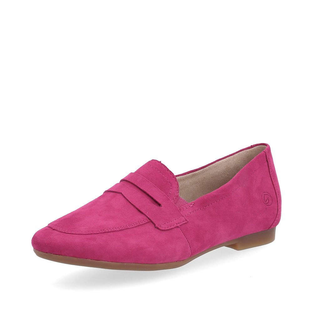 Pink remonte women´s loafers D0K02-31 with elastic insert. Shoe laterally.