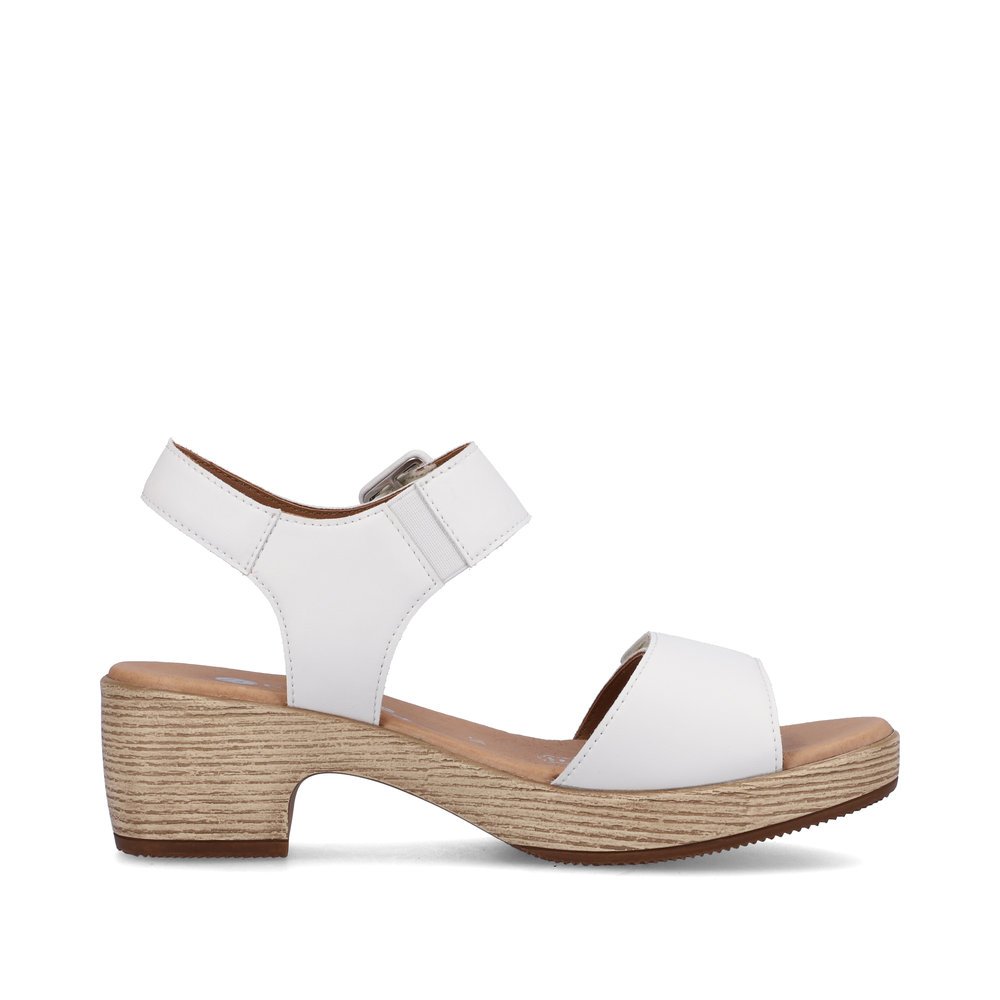 White remonte women´s strap sandals D0N52-80 with hook and loop fastener. Shoe inside.