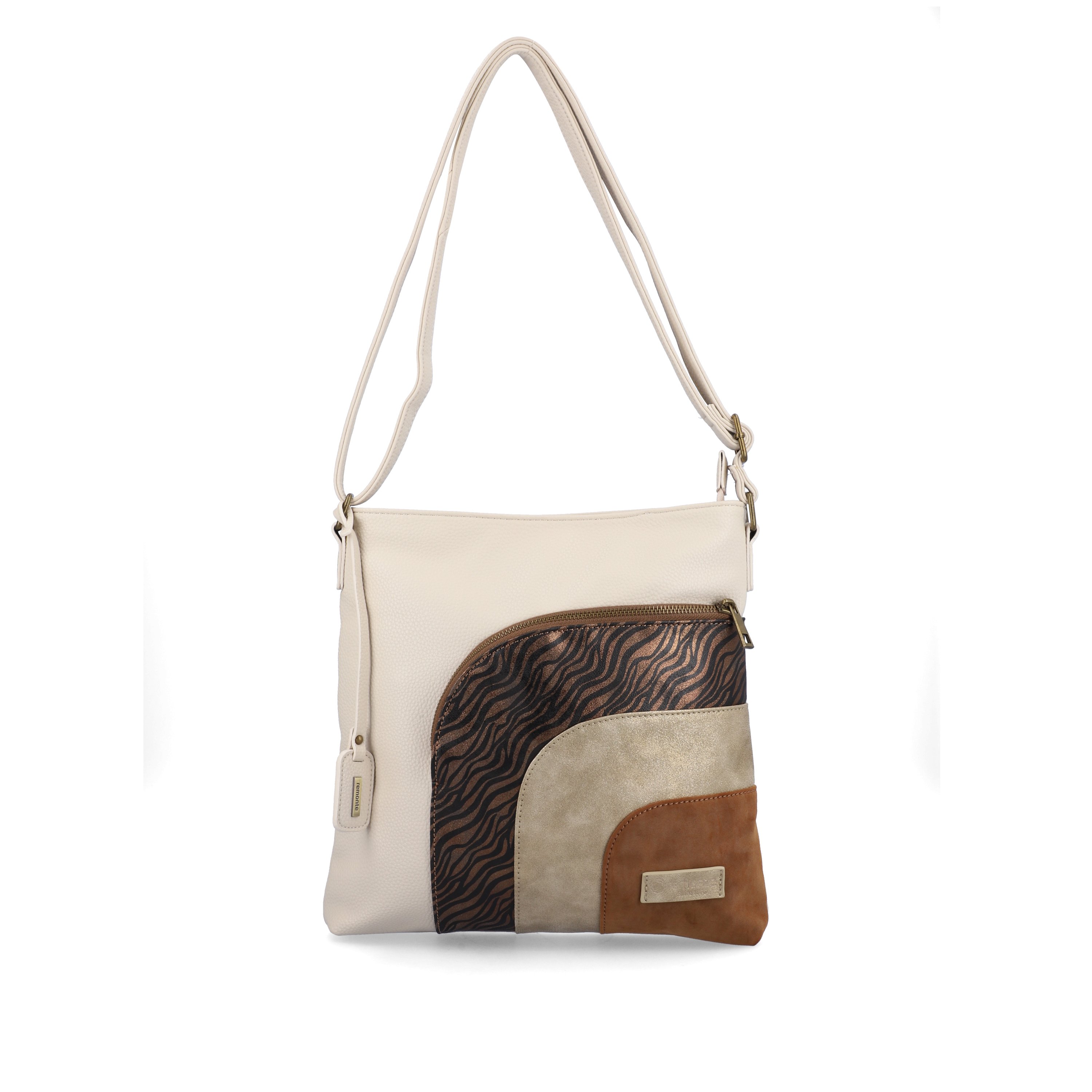 remonte women´s bag Q0705-60 in beige made of imitation leather with zipper from the front.