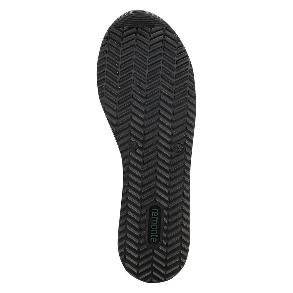 Schwarze remonte Damen Sneaker D1302-02 mit Reißverschluss sowie Sohlenmuster. Schuh Laufsohle.