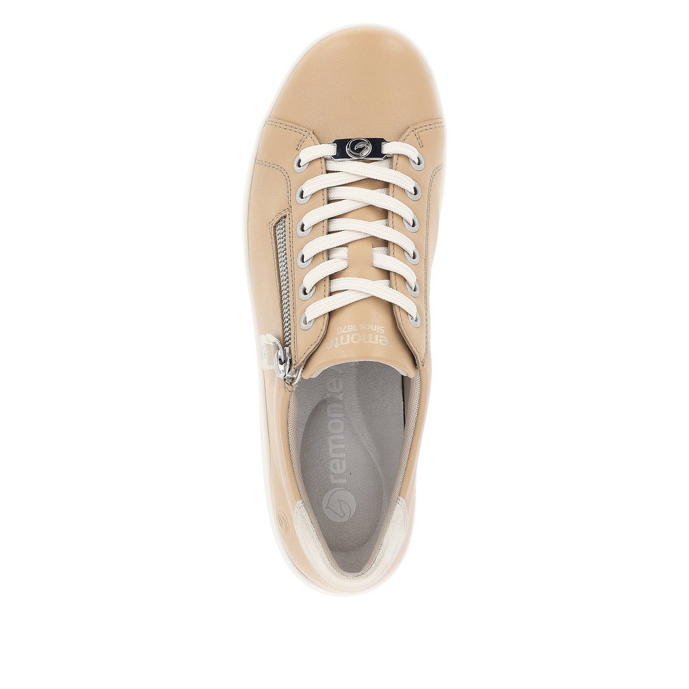 Brown remonte women´s lace-up shoes D1E03-20 with zipper and comfort width G. Shoe from the top.