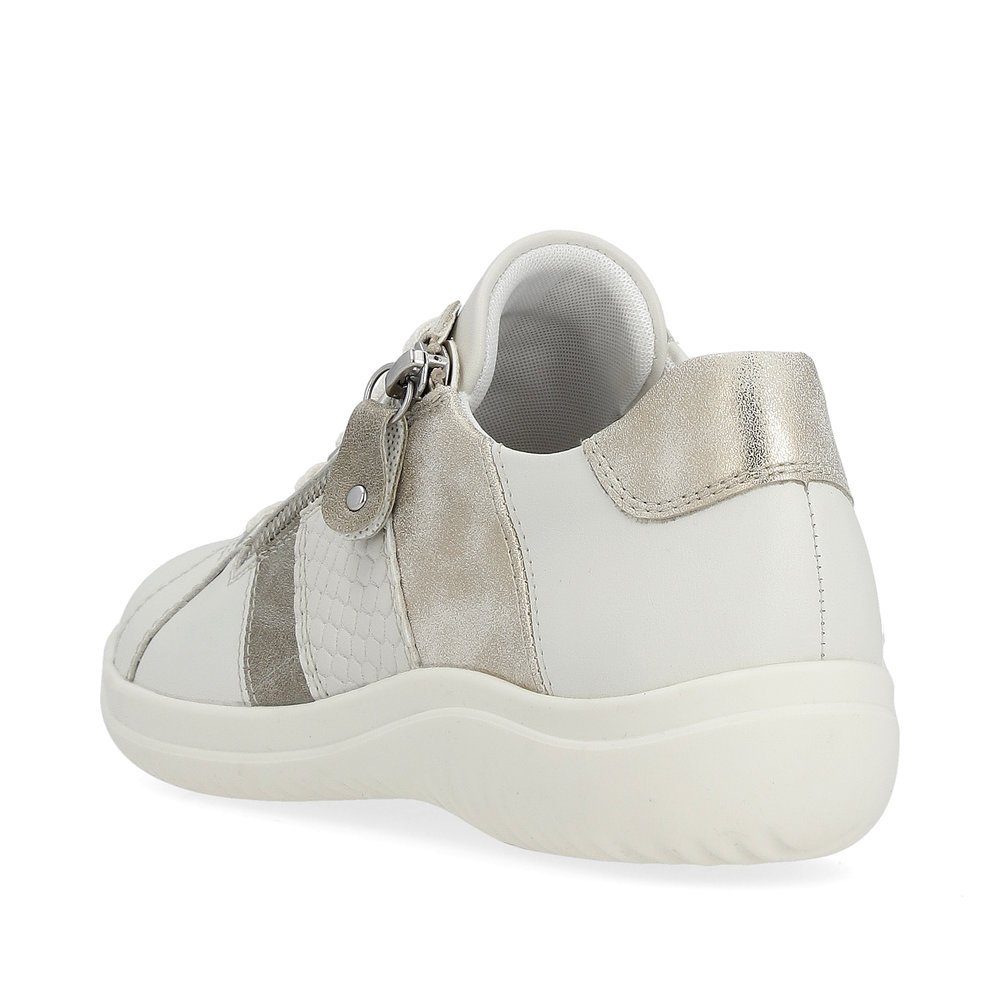 Beige remonte women´s lace-up shoes D1E00-80 with a zipper and comfort width G. Shoe from the back.