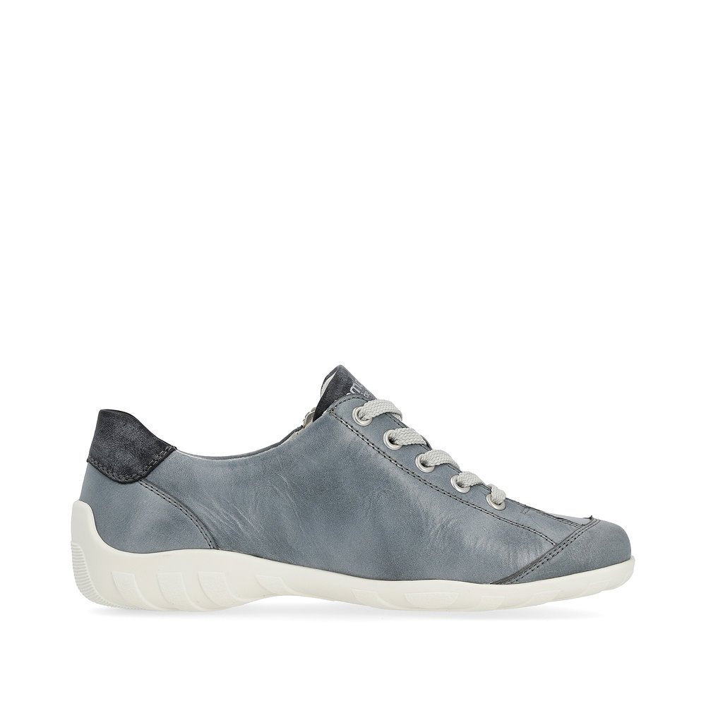 Blue remonte women´s lace-up shoes R3412-14 with zipper and comfort width G. Shoe inside.