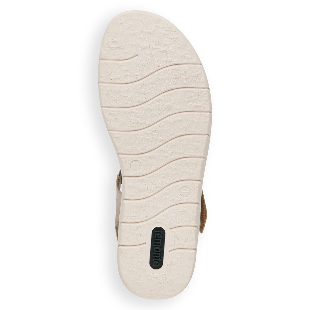 remonte sandales à lanières métalliques végétaliennes femmes D2058-90. Semelle extérieure de la chaussure.