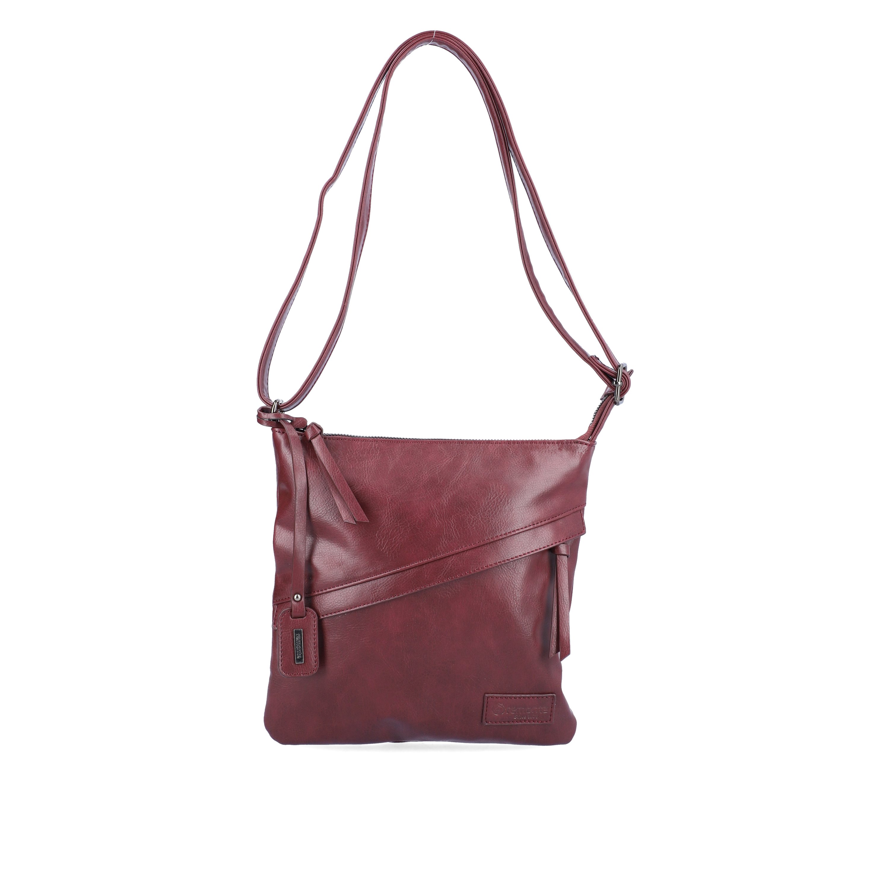 remonte women´s bag Q0619-35 in red made of imitation leather with zipper from the front.