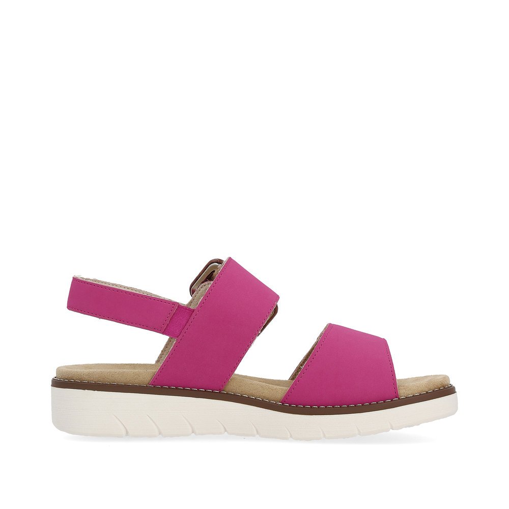 Pink remonte women´s strap sandals D2067-31 with a hook and loop fastener. Shoe inside.