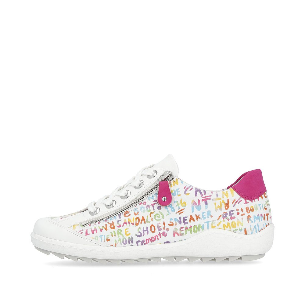 Multi-colored remonte women´s lace-up shoes R1402-80 with zipper. Outside of the shoe.