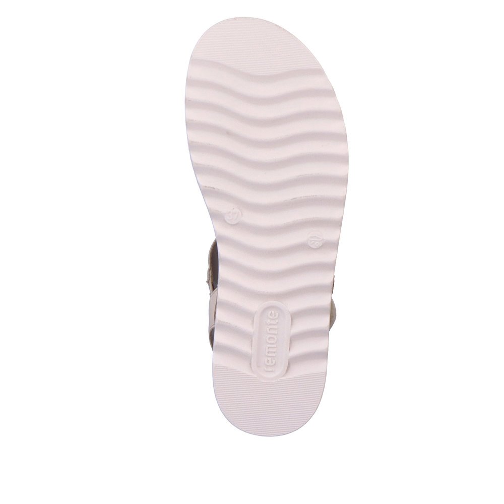 remonte sandales à lanières beiges femmes D0Q52-60 avec fermeture velcro. Semelle extérieure de la chaussure.