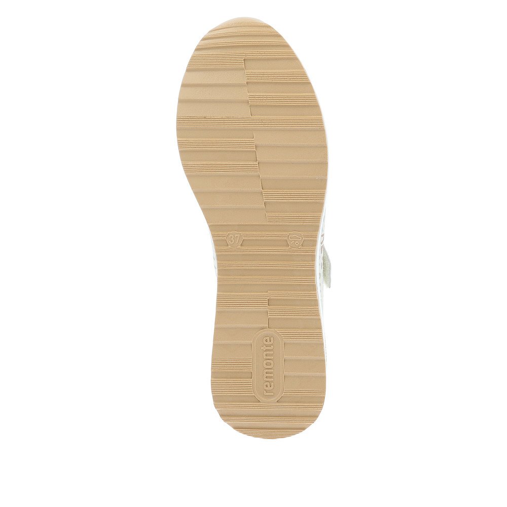 remonte chaussons beiges pour femmes D1G05-80 avec une fermeture velcro. Semelle extérieure de la chaussure.