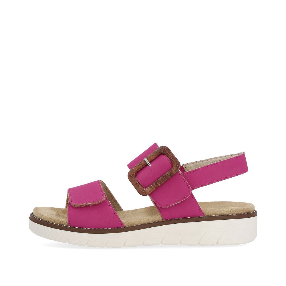 Pink remonte women´s strap sandals D2067-31 with a hook and loop fastener. Outside of the shoe.