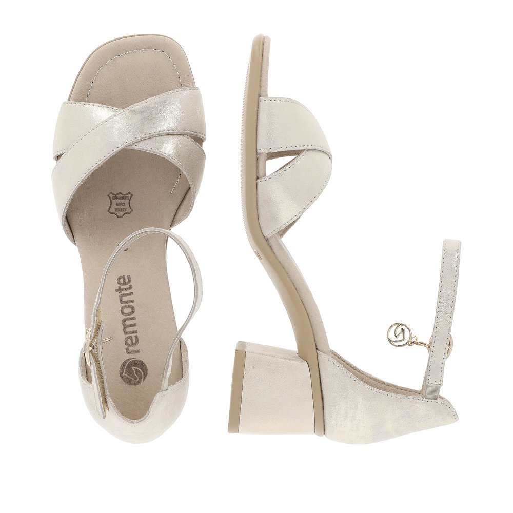 Golden remonte women´s strap sandals D1K50-90 with hook and loop fastener. Shoe from the top, lying.