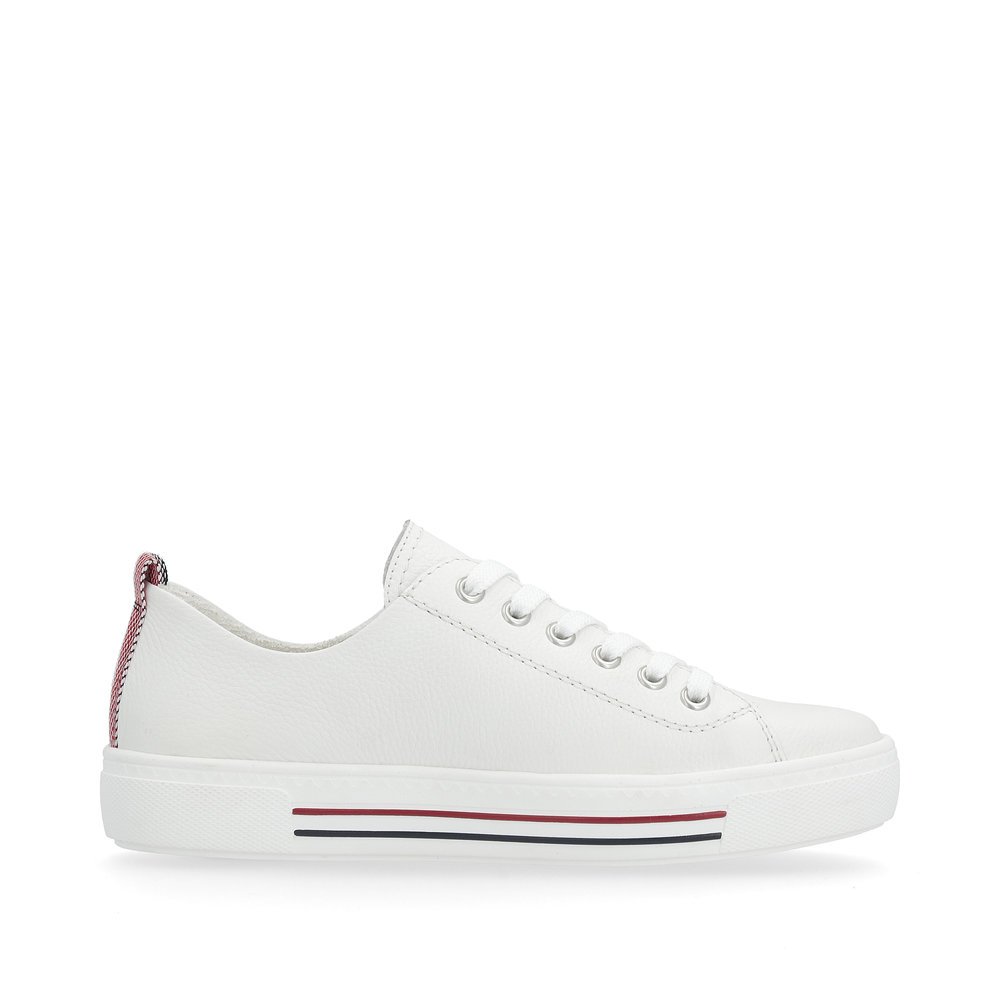 remonte baskets blanches femmes D0900-80 avec lacets et largeur confort G. Intérieur de la chaussure.