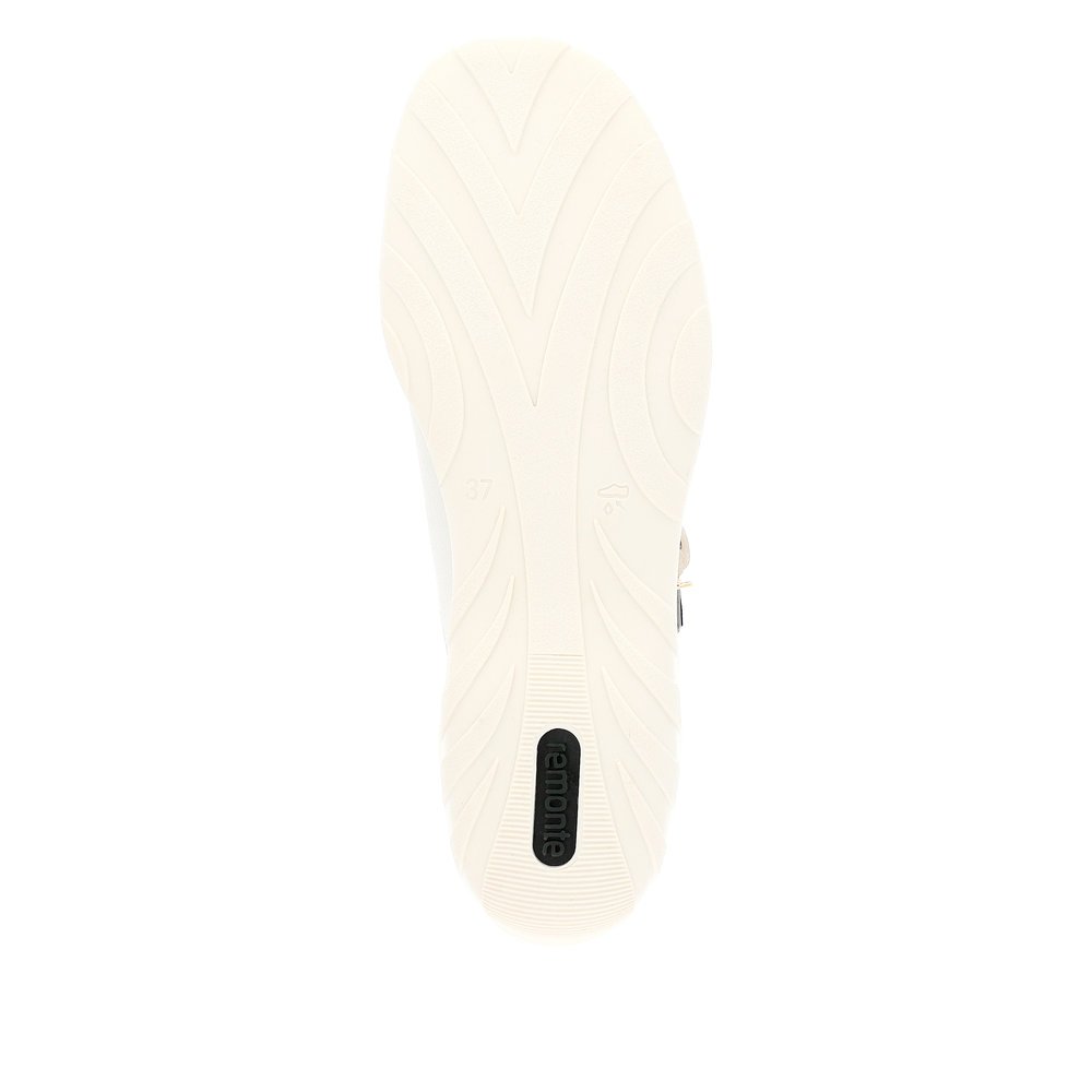 Swan white remonte women´s lace-up shoes R3411-80 with a zipper and comfort width G. Outsole of the shoe.