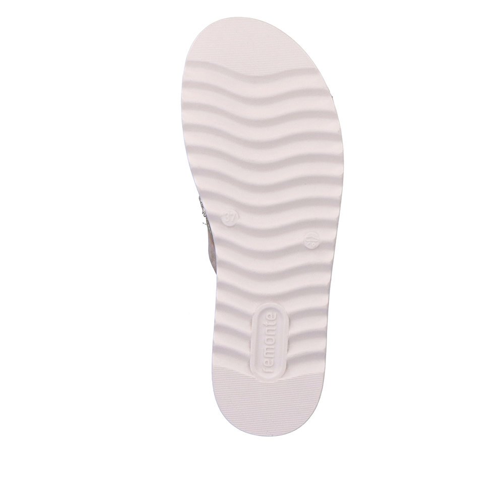 Powder pink vegan remonte women´s mules D0Q50-31 with soft exchangeable footbed. Outsole of the shoe.