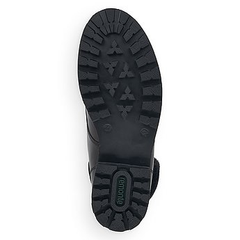 Schwarze Stiefeletten warm gefüttert aus Glattleder mit Reißverschluss und Schnürung und Wechselfußbett. Schuh Laufsohle. 