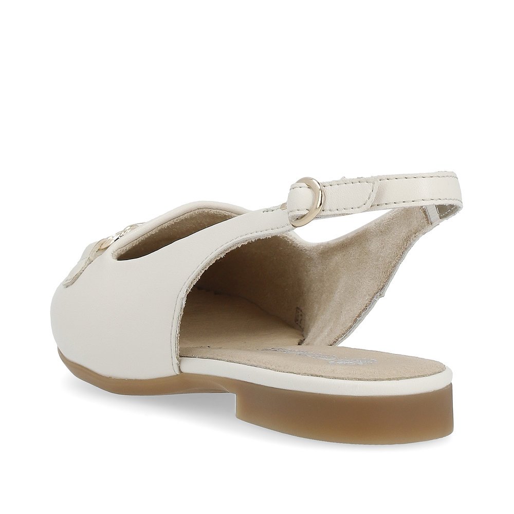 Beige remonte women´s slingback pumps D0K06-60 with buckle and decorative element. Shoe from the back.