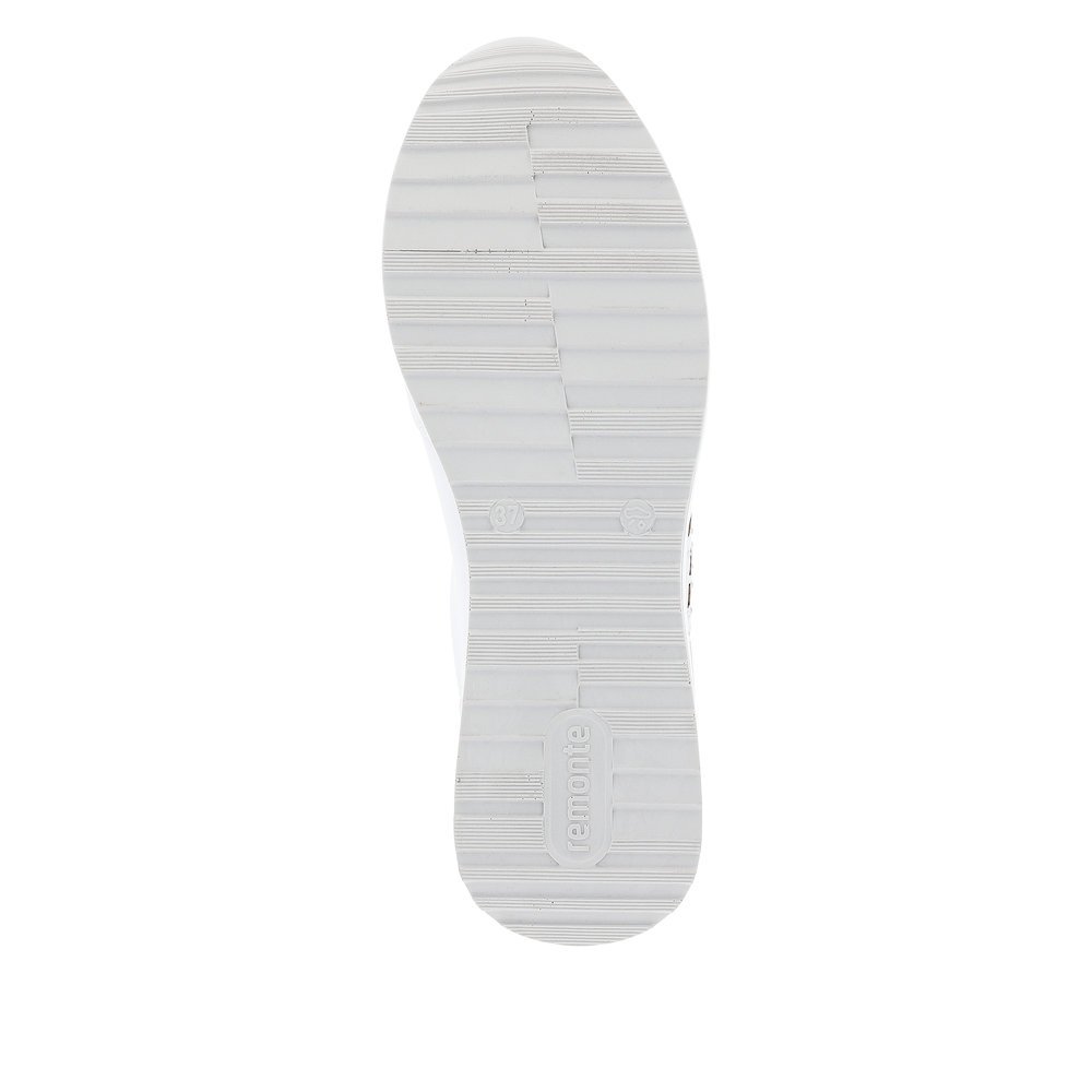 remonte baskets blanches femmes D1G00-80 avec une fermeture éclair. Semelle extérieure de la chaussure.