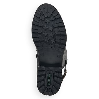 Schwarze Stiefel warm gefüttert aus Lederimitat mit Reißverschluss und Wechselfußbett. Schuh Laufsohle. 