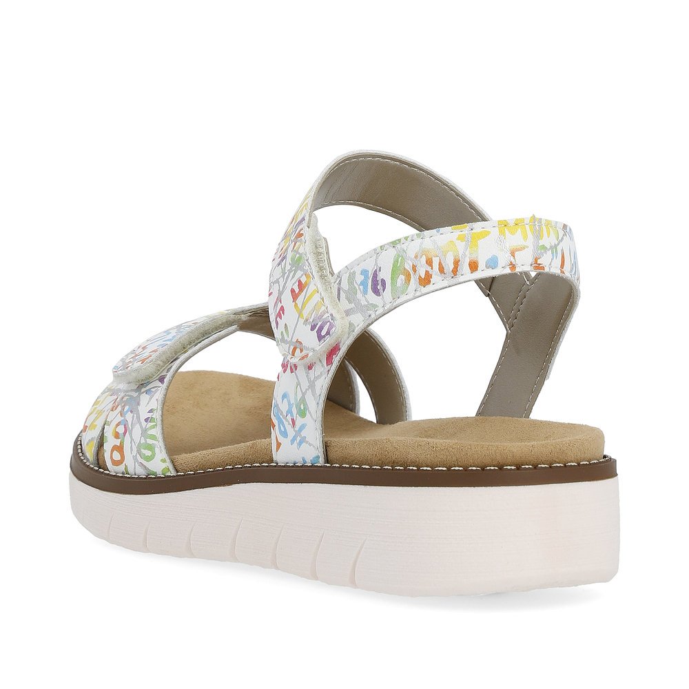 Colorful remonte women´s strap sandals D2049-81 with a hook and loop fastener. Shoe from the back.