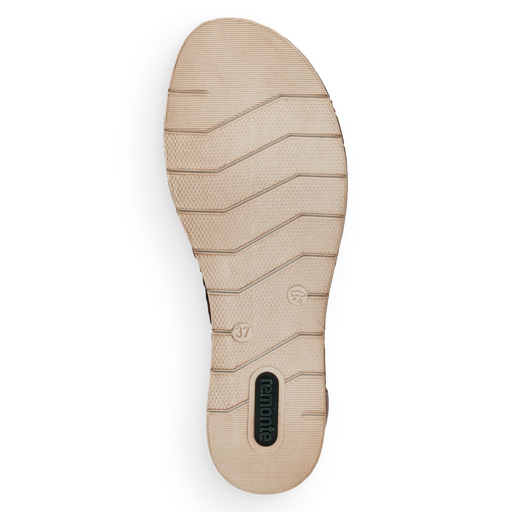 remonte sandales compensées marron femmes D3056-24. Semelle extérieure de la chaussure.