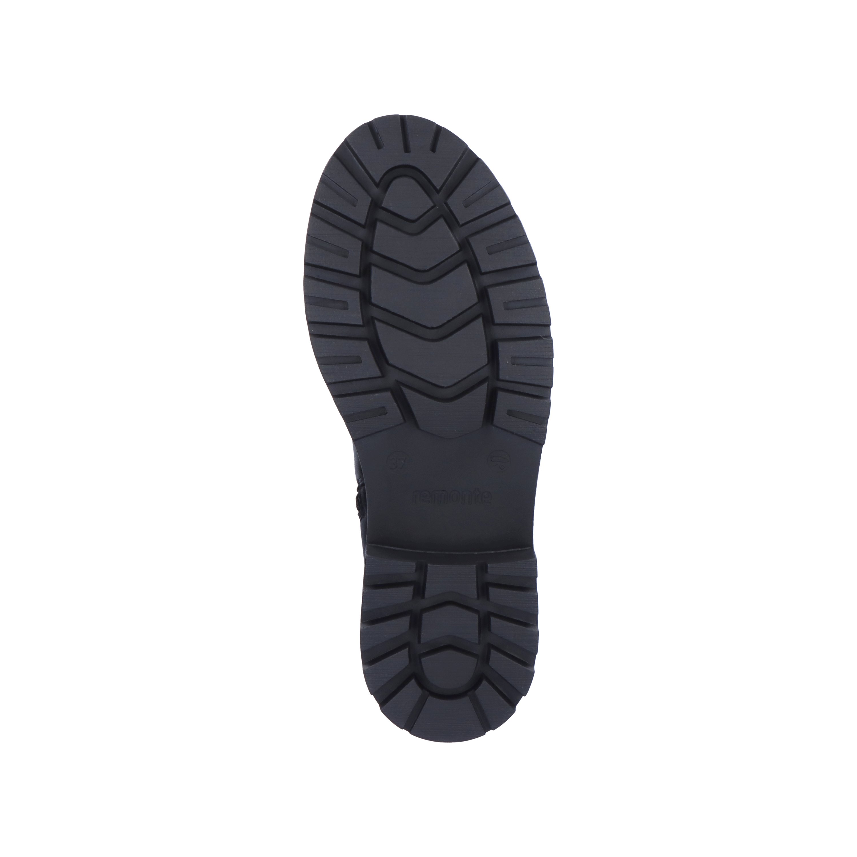 Asphalt black remonte women´s high boots D0B72-01 with cushioning profile sole. Outsole of the shoe