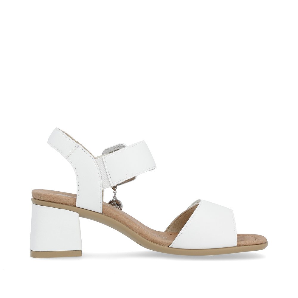 White remonte women´s strap sandals D1K51-80 with hook and loop fastener. Shoe inside.