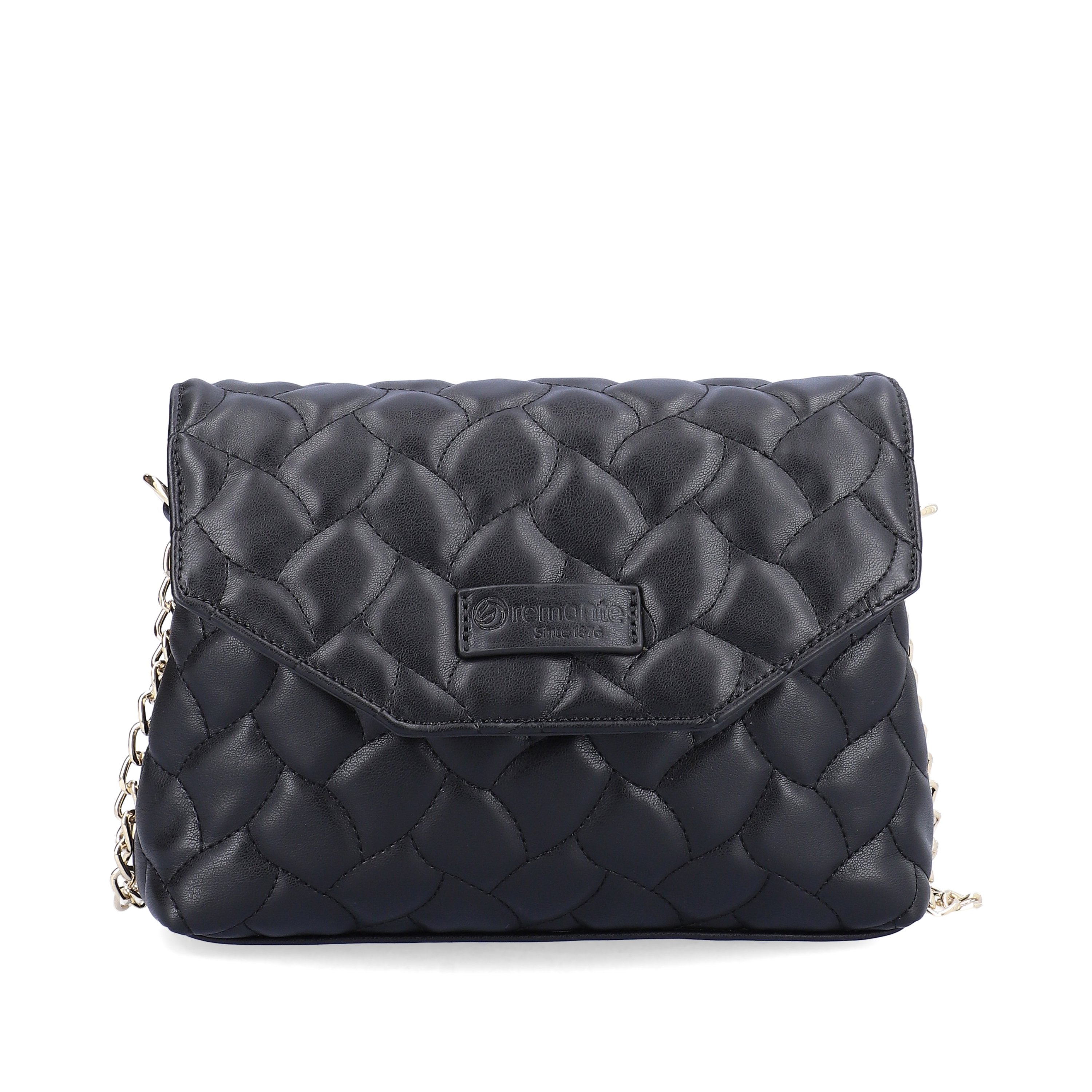 remonte women´s bag Q0627-00 in black made of imitation leather with flap with zipper from the front.