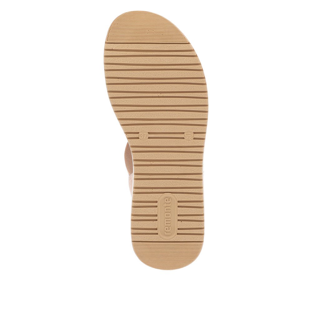 remonte sandales à lanières roses femmes D1J50-31 avec insert élastique. Semelle extérieure de la chaussure.