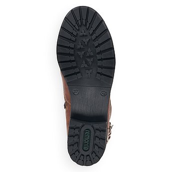 Braune Stiefel warm gefüttert aus Kunstleder mit Reißverschluss, Vario-Schaft und Wechselfußbett. Schuh Laufsohle. 