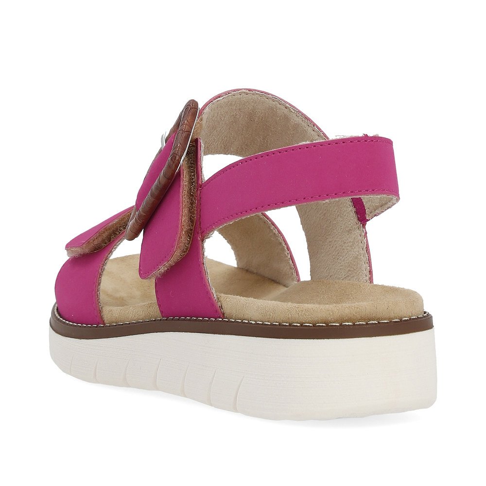 Pink remonte women´s strap sandals D2067-31 with a hook and loop fastener. Shoe from the back.
