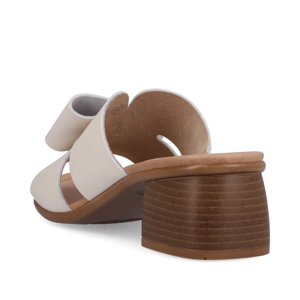 Beige remonte women´s mules R8759-60 with feminine bow. Shoe from the back.
