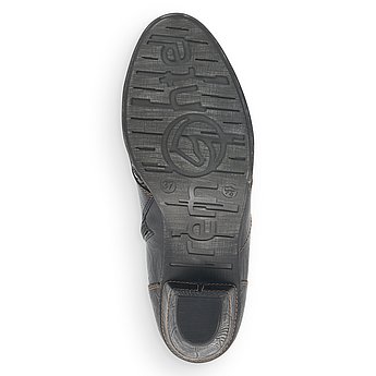Schwarze Stiefeletten leicht wärmend aus Glattleder mit Reißverschluss und Schnürung und Wechselfußbett. Schuh Laufsohle. 