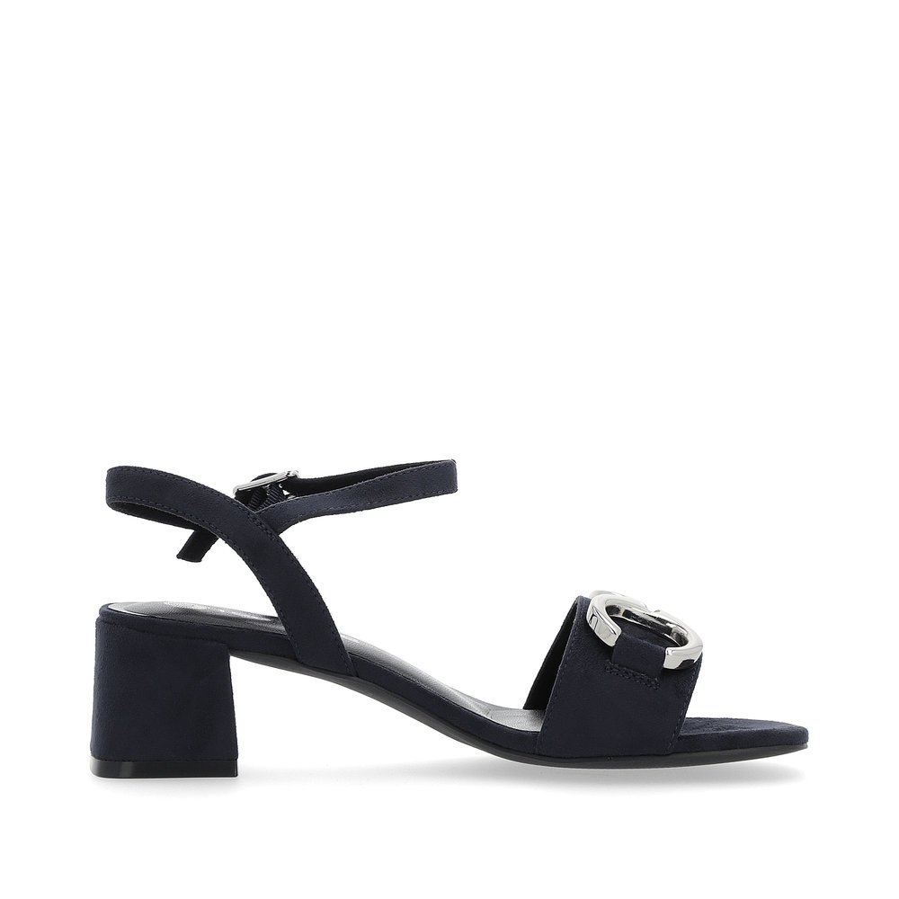 Blue vegan remonte women´s strap sandals D1L50-14 with buckle and silver accessory. Shoe inside.