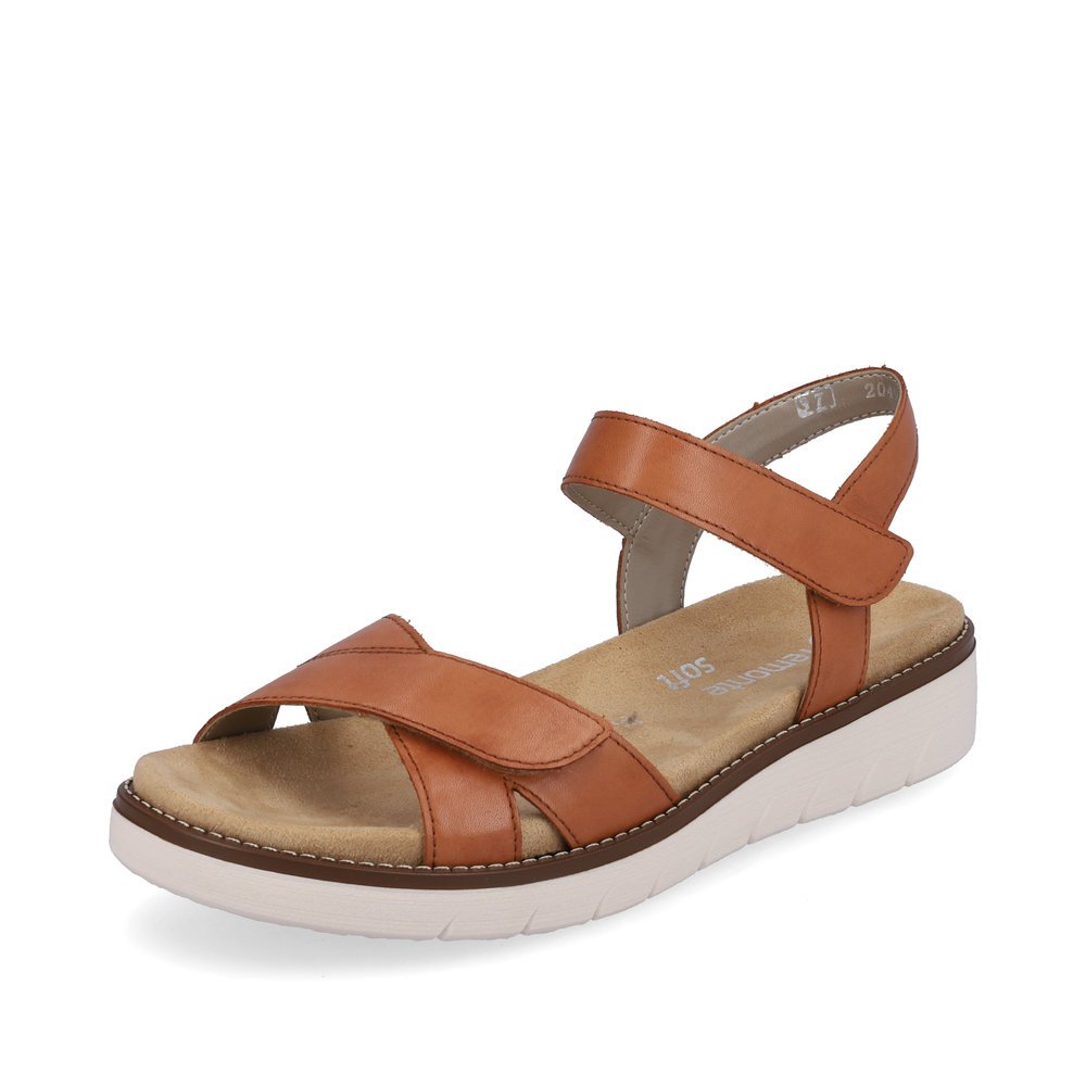 Brown remonte women´s strap sandals D2049-22 with a hook and loop fastener. Shoe laterally.